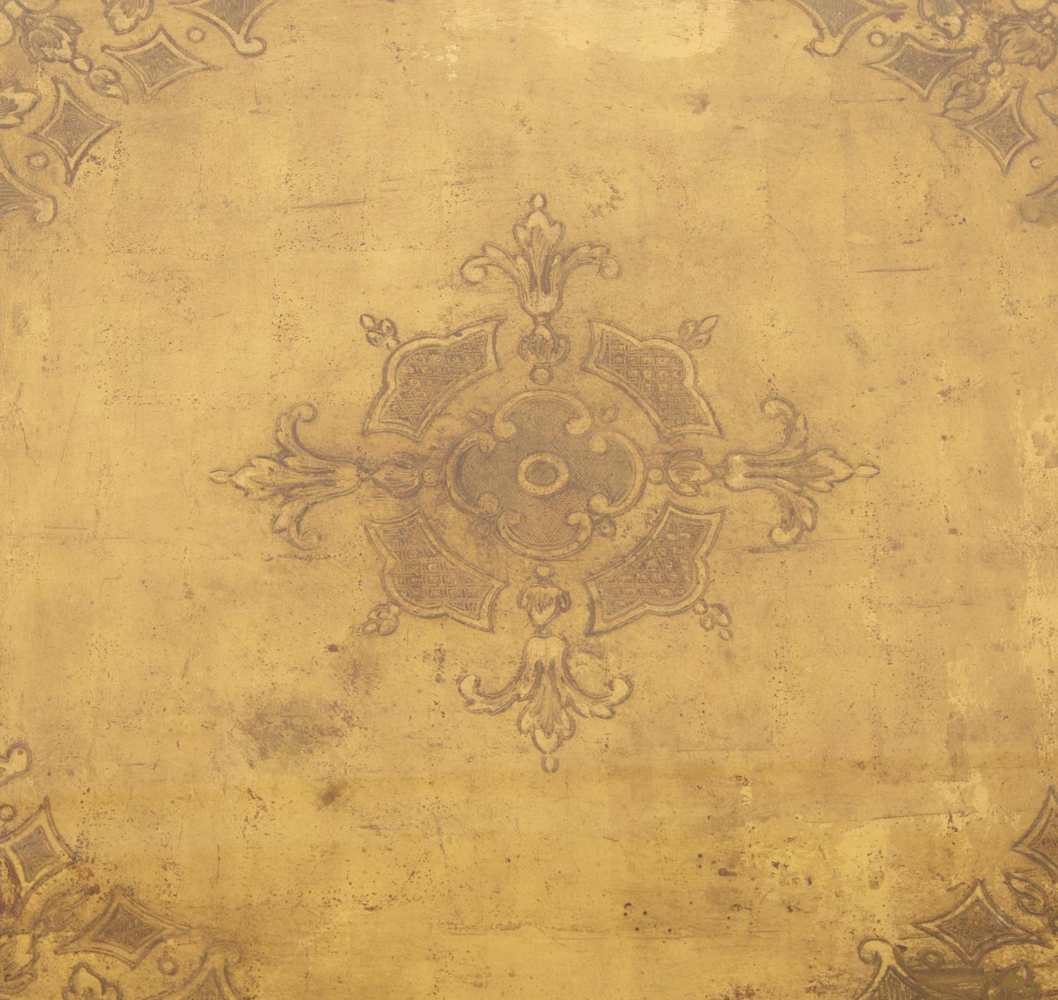 A Louis XVI Style Cane-Top Oval Table and a Louis XV Style Giltwood Square Table