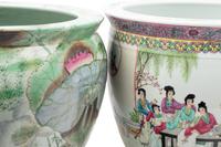 Two Chinese Famille Rose Porcelain Fish Bowls