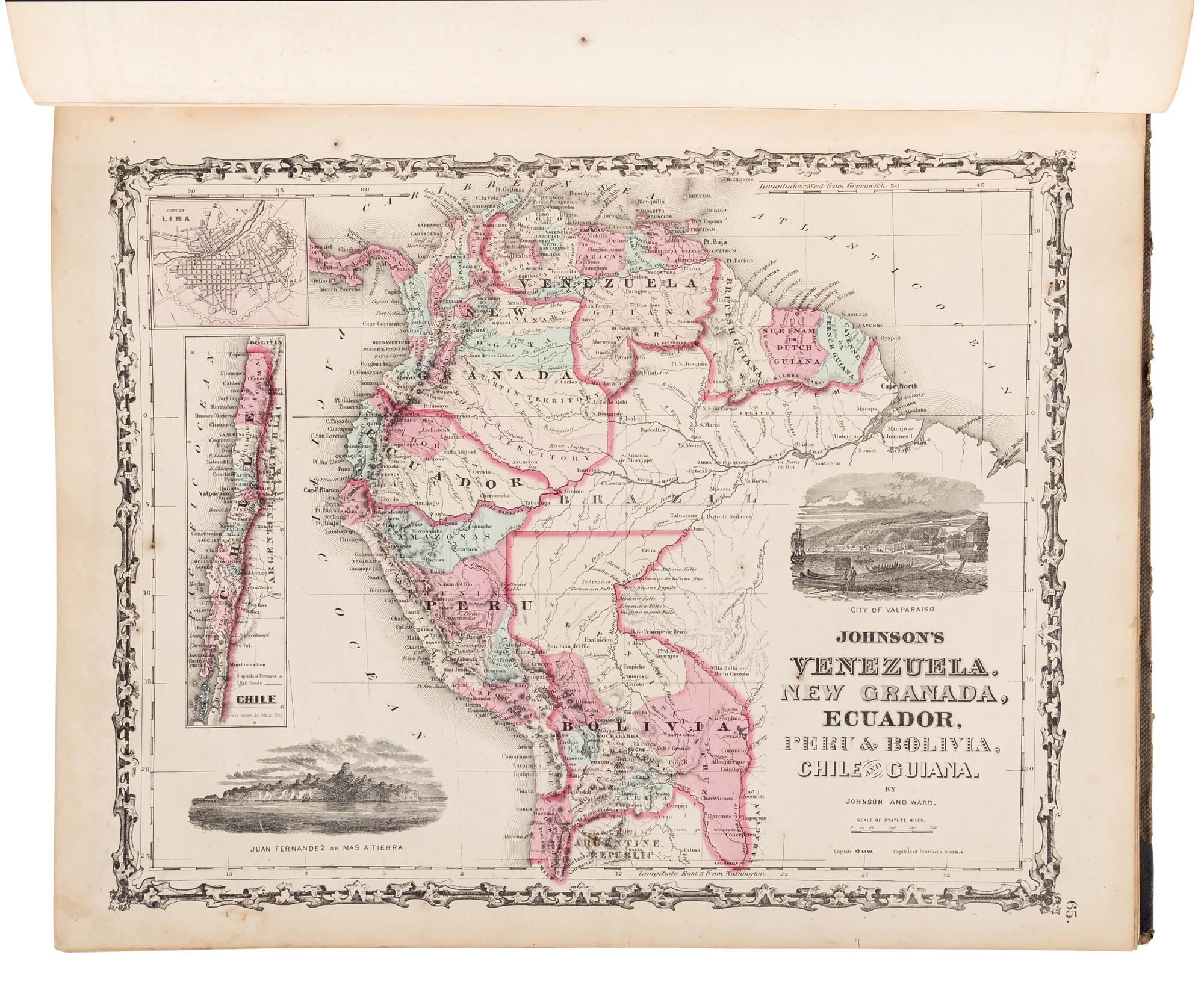 [ATLASES]. JOHNSON, A.J. and J.H. COLTON. Johnson's New Illustrated (Steel Plate) Family Atlas, with Descriptions, Geographical, Statistical, and Historical . New York: Johnson and Ward, 1862.