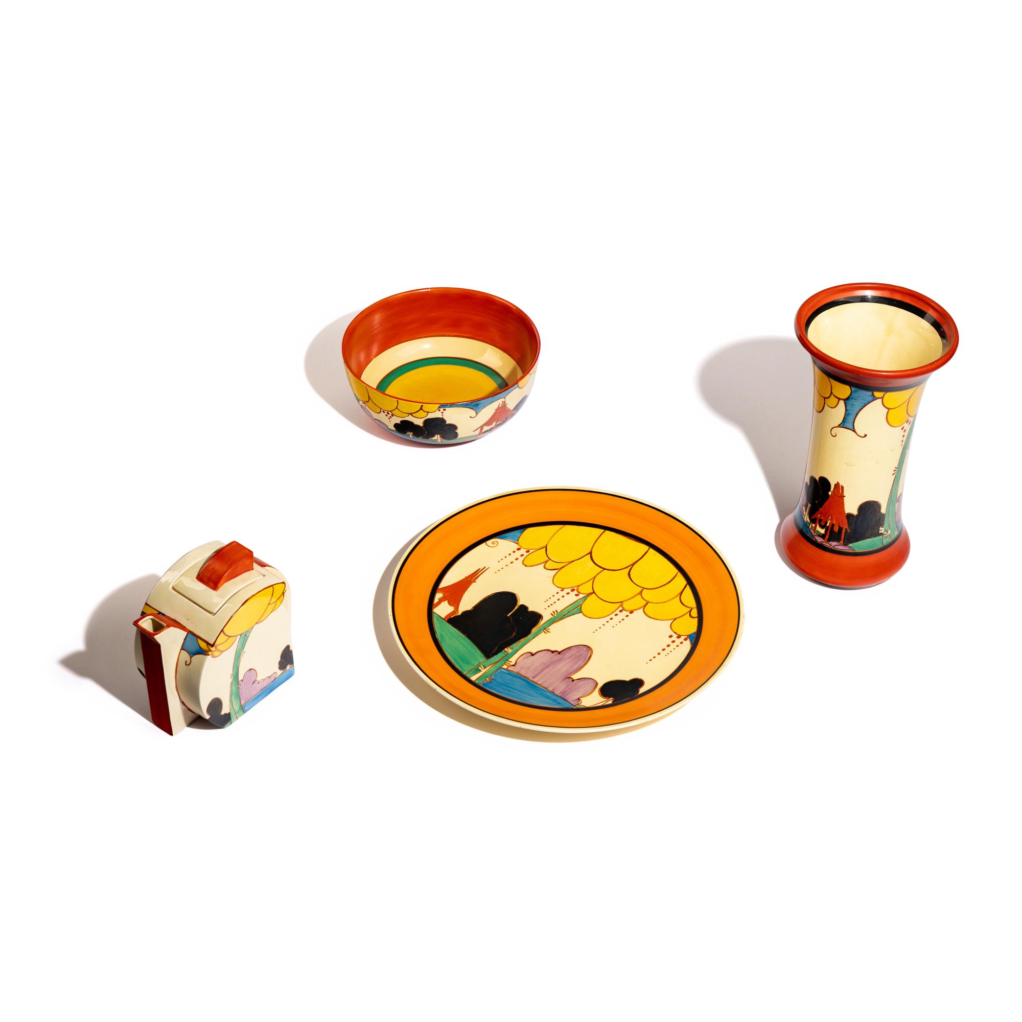 Group of 4 Items, Summerhouse pattern, c. 1931-33