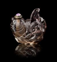A Smoky Quartz Snuff Bottle Height 2 1/4 inches. — 19TH CENTURY