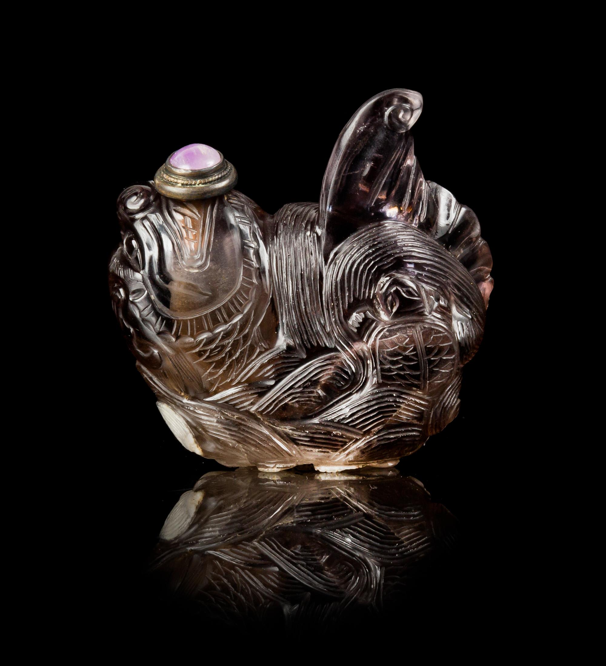 A Smoky Quartz Snuff Bottle Height 2 1/4 inches. — 19TH CENTURY