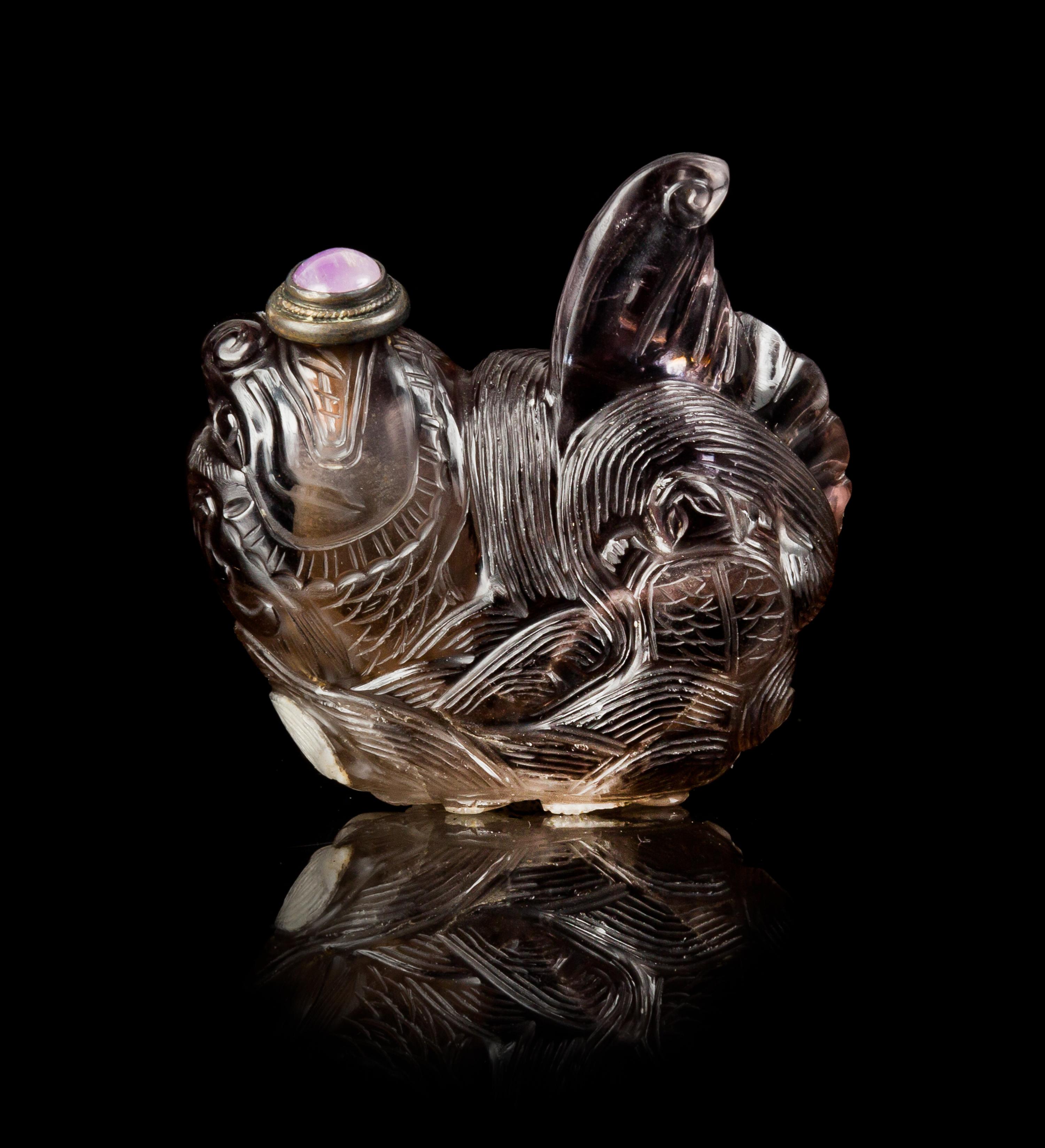 A Smoky Quartz Snuff Bottle Height 2 1/4 inches. — 19TH CENTURY