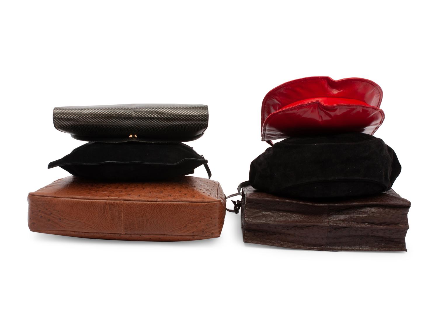 Six Leather and Exotic Skin Designer Bags, 1980-90s