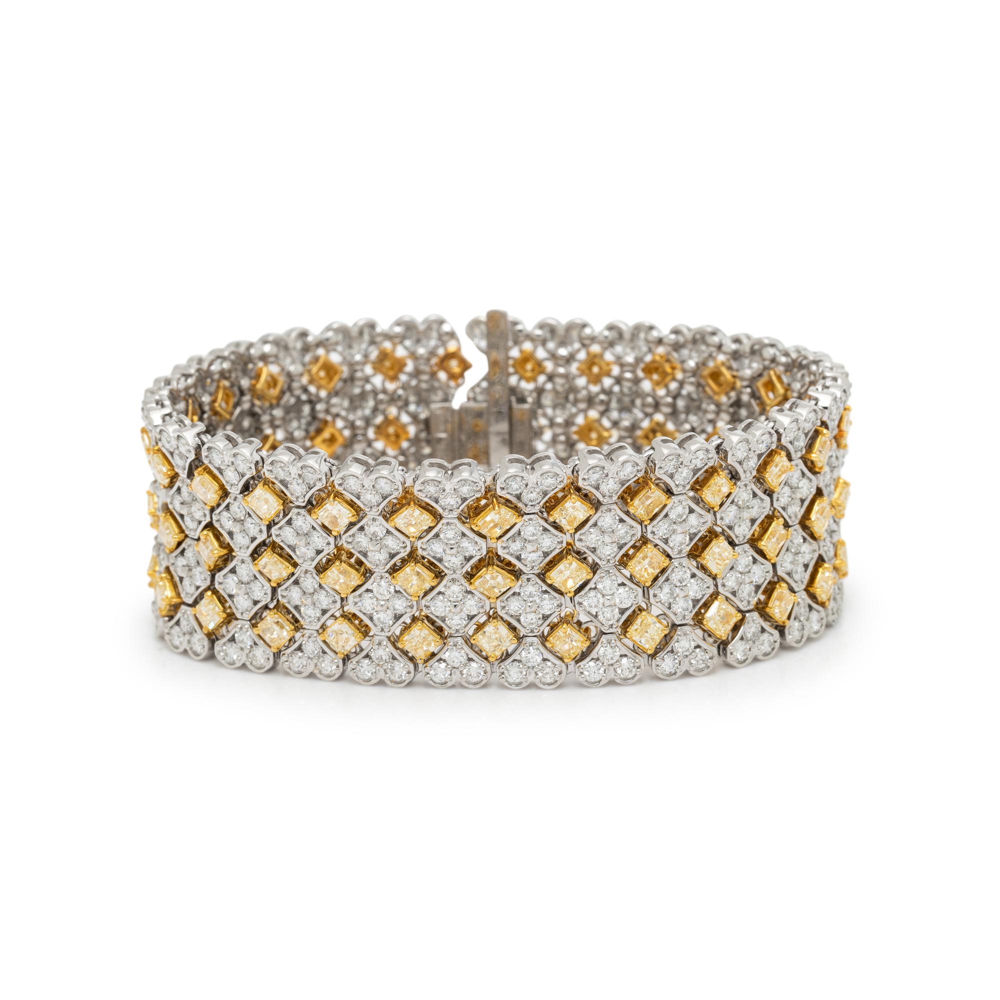 YELLOW DIAMOND, DIAMOND, AND BICOLOR GOLD BRACELET