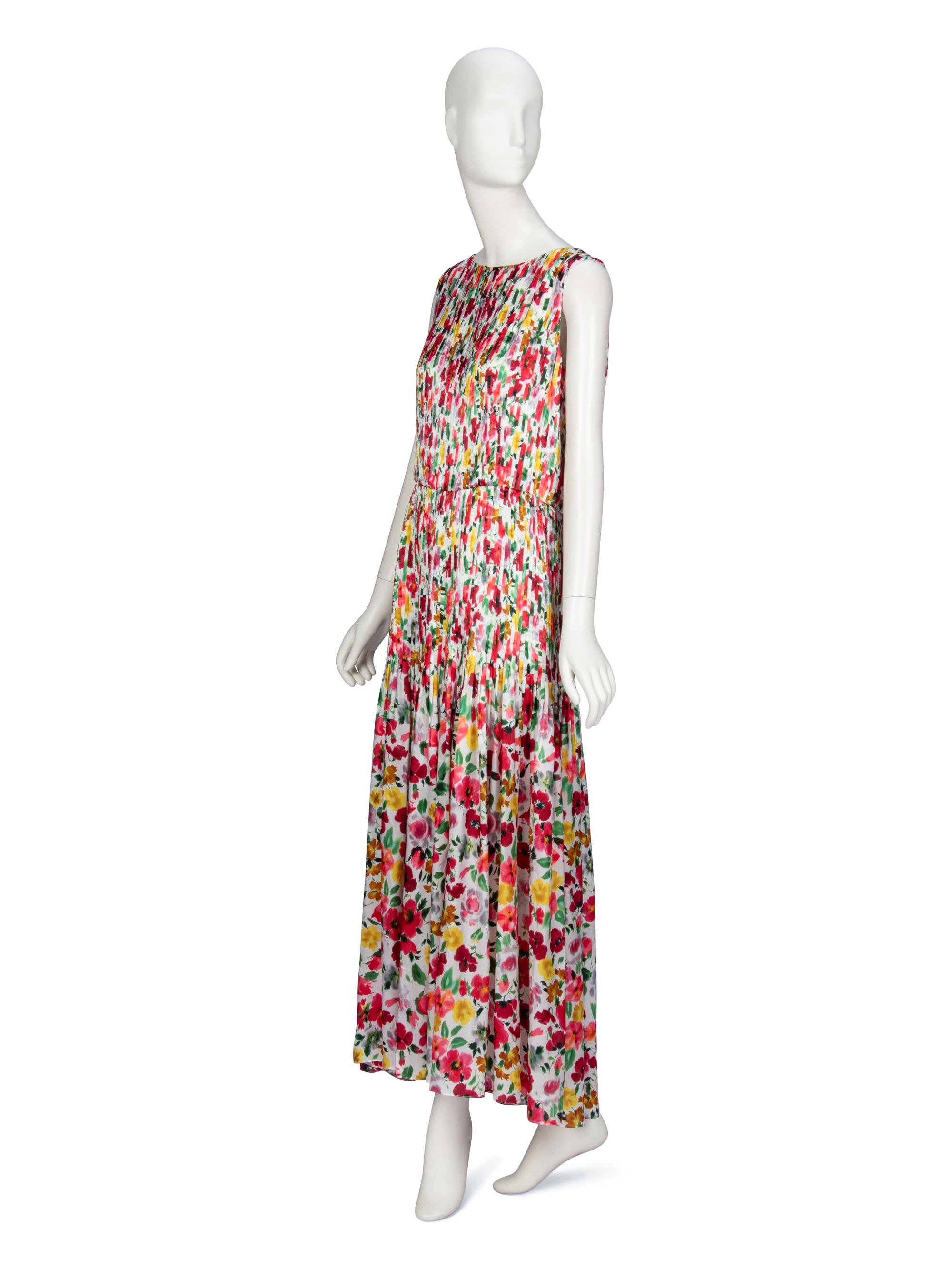 Oscar de la Renta, Floral Pintucked Silk Dress