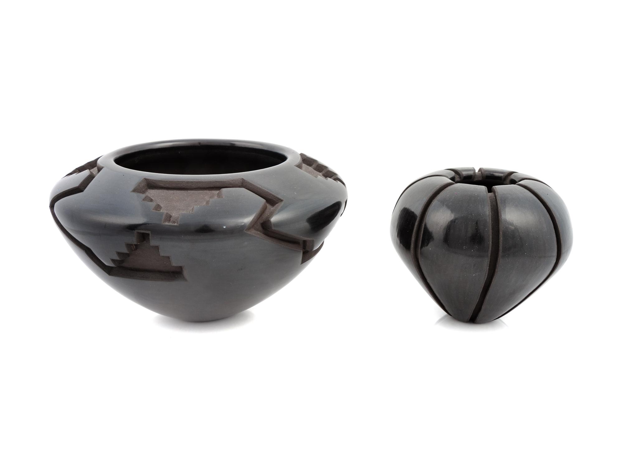 Deeply Carved Blackware Jars