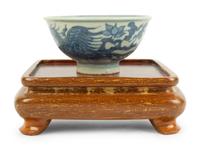 A Chinese Blue and White Tea Bowl with Phoenix Bird Decoration — 19TH CENTURY