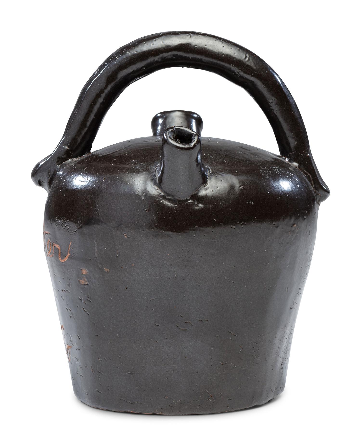 A Rare Albany Slip-Glazed Stoneware Harvest Jug Identified to Elizabeth Beck Harpster