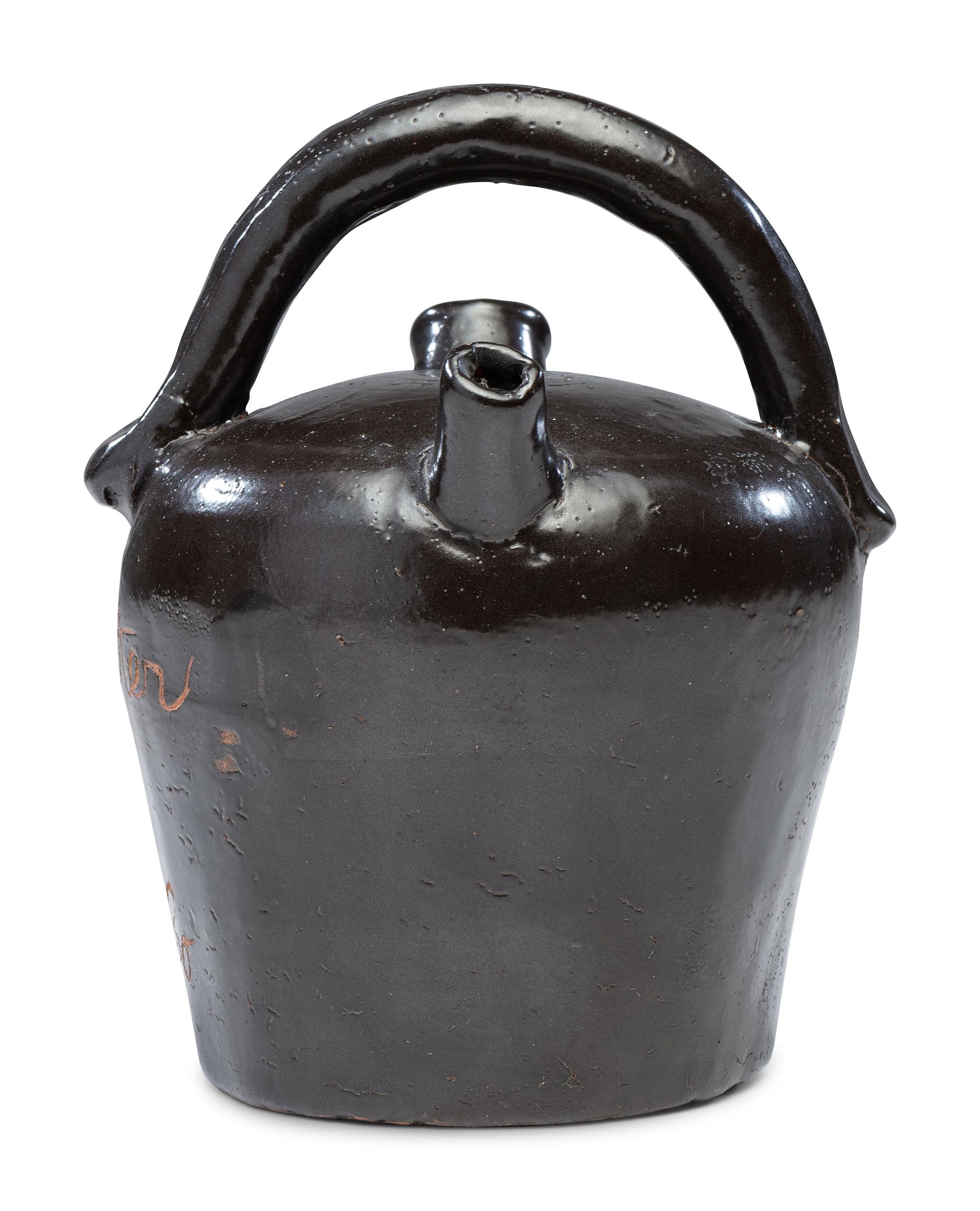 A Rare Albany Slip-Glazed Stoneware Harvest Jug Identified to Elizabeth Beck Harpster