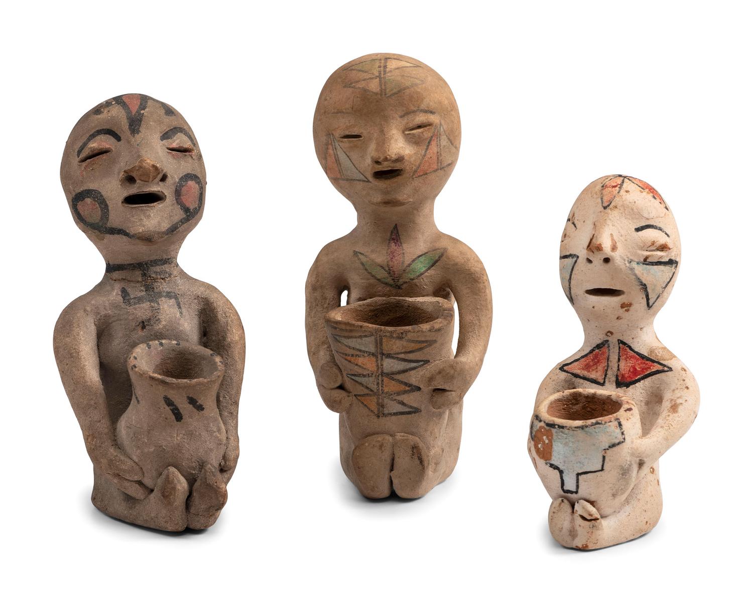 Tesuque Pottery Rain God Figures