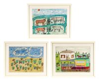 Untitled (Chicken Coop), 1970, Untitled (Tending Cattle), 1974 and Untitled (Wild Hare) , 1974 (three works)
