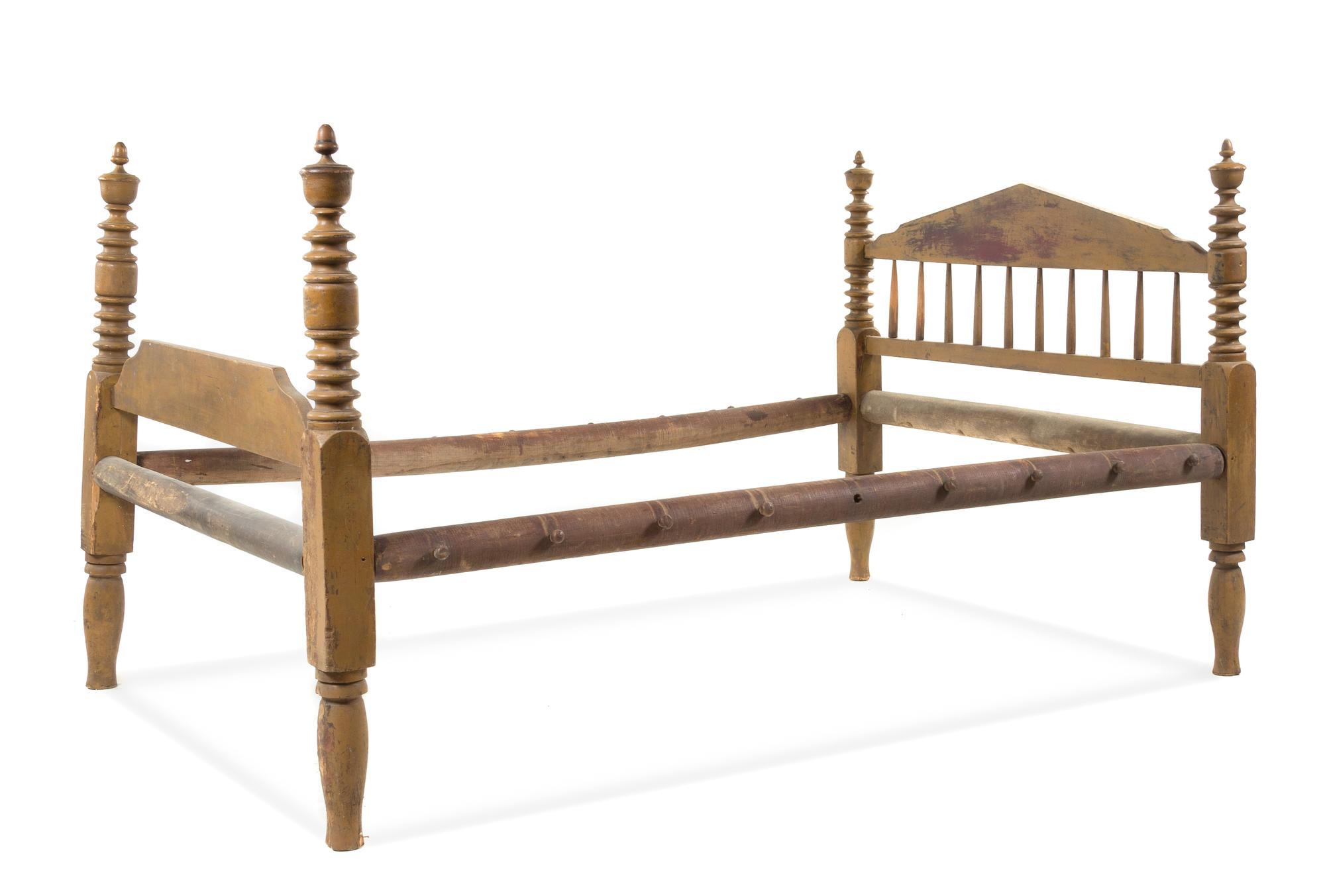 An American Painted Bed Height of headboard 43 inches. — 19TH CENTURY
