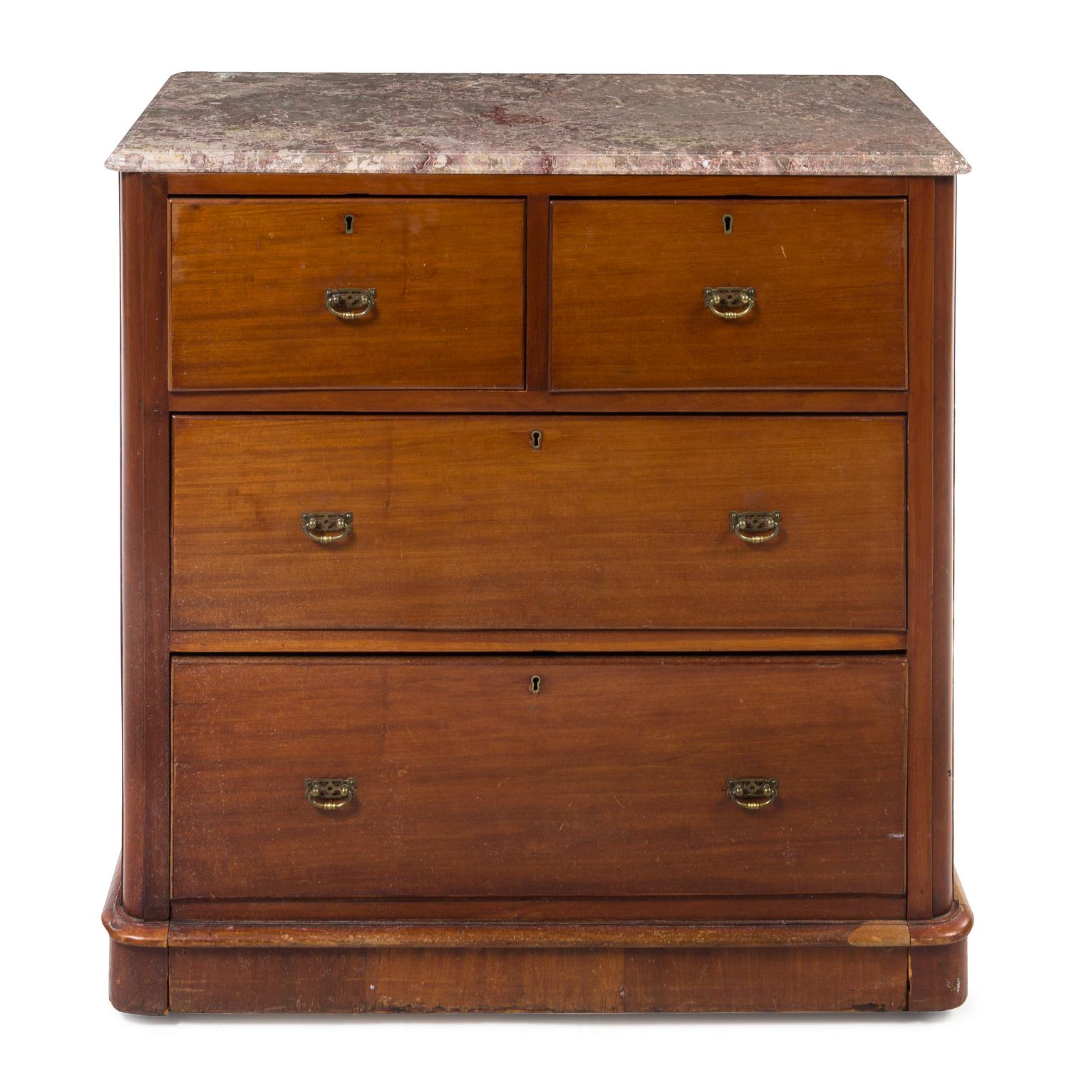 An American Mahogany Chest of Drawers Height 35 x width 35 x depth 18 1/2 inches. — LATE 19TH CENTURY