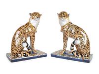 A Pair of Glazed Terracotta Figure of Cheetahs — 20TH CENTURY