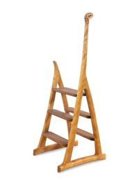 An American Contemporary Carved Wenge and Ash Figural Library Ladder