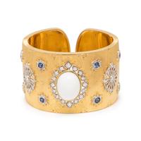 CACHOLONG, DIAMOND AND SAPPHIRE CUFF BRACELET