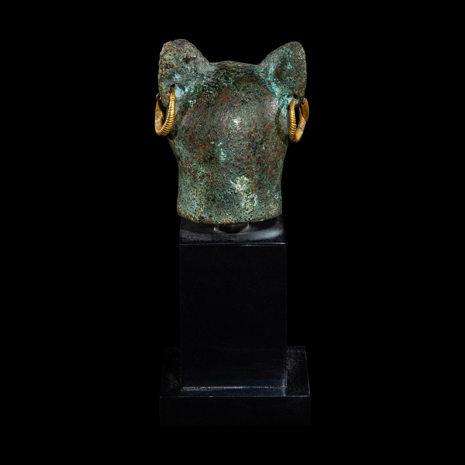 An Egyptian Bronze Head of a Cat