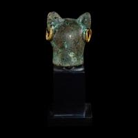 An Egyptian Bronze Head of a Cat