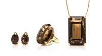 A Collection of Yellow Gold and Smoky Quartz Jewelry, 38.40 dwts.
