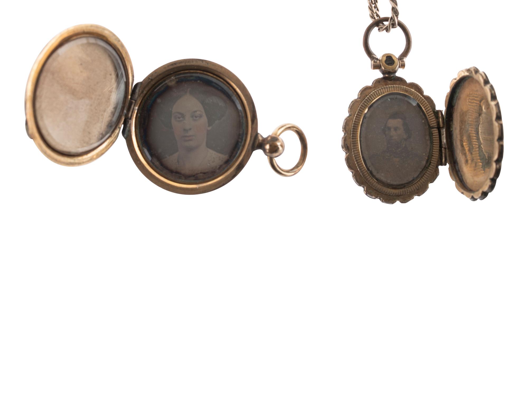 [EARLY PHOTOGRAPHY]. 18 daguerreotypes housed in 9 lockets.