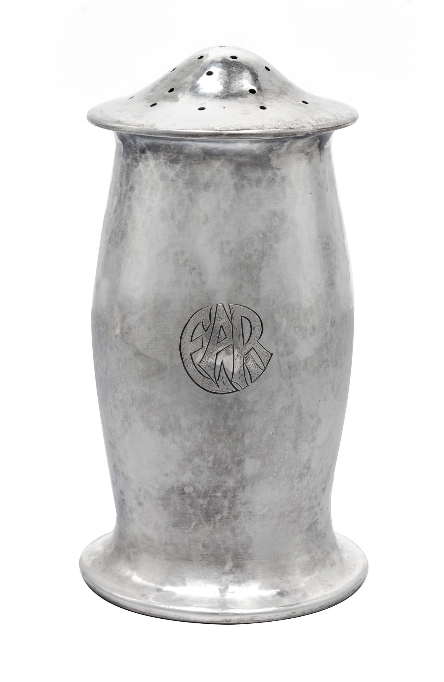An American Silver Sugar Caster, Robert Jarvie, Chicago, IL, Early 20th Century, of baluster form with a spot-hammered finish throughou