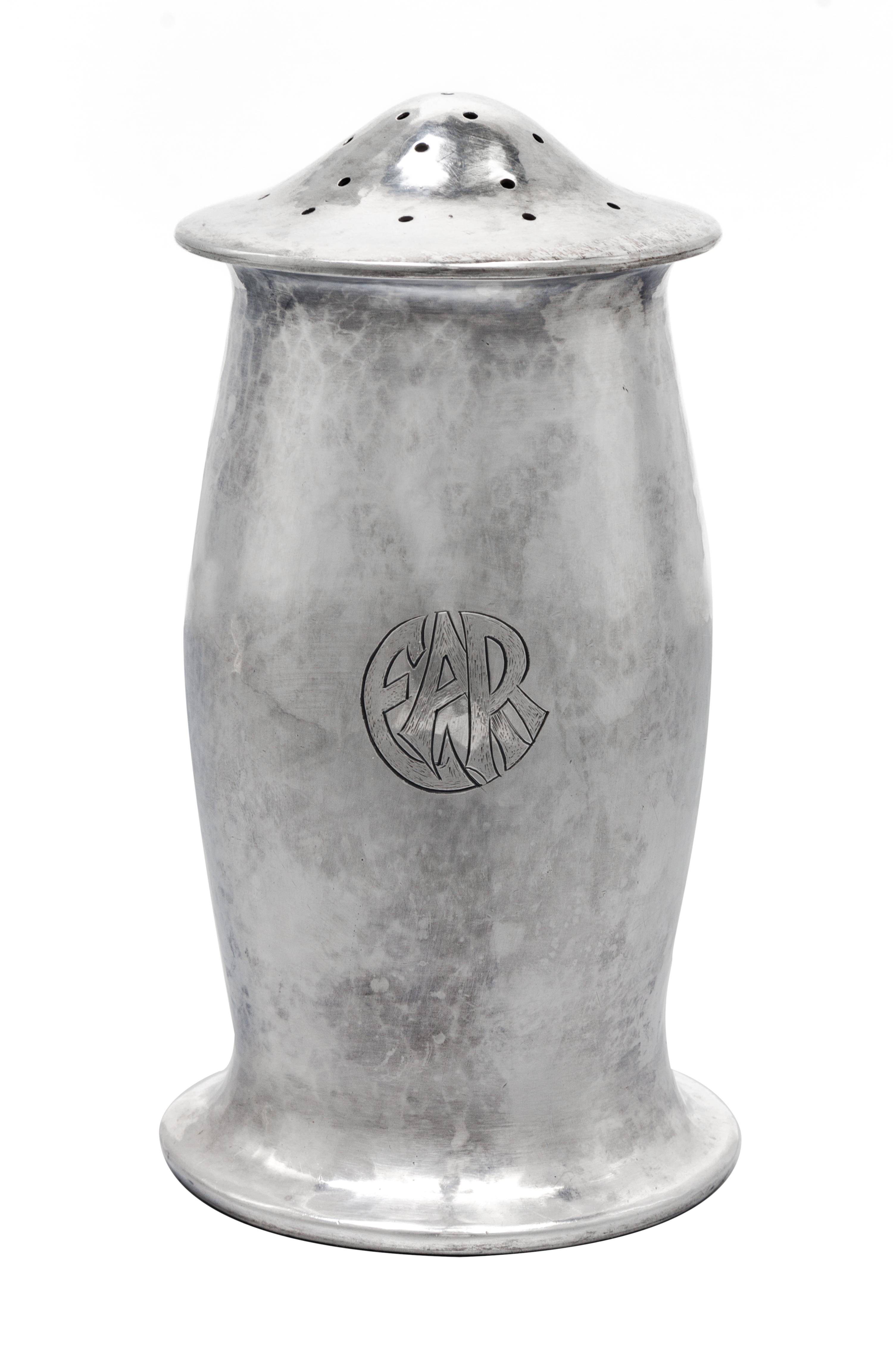 An American Silver Sugar Caster, Robert Jarvie, Chicago, IL, Early 20th Century, of baluster form with a spot-hammered finish throughou