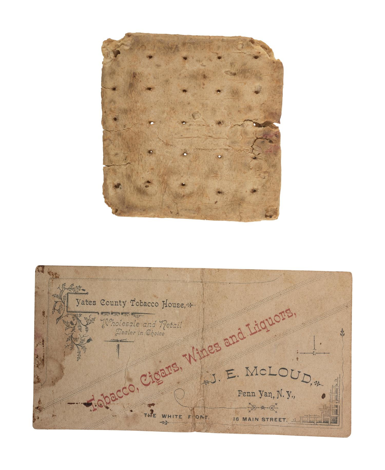 Civil War hardtack issued to D.K. Bunnell, 23rd New York Infantry, at Fredericksburg, Virginia. 13 December 1862.