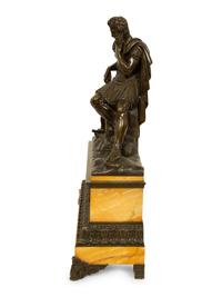 A Large Empire Style Bronze and Marble Figural Clock — LATE 19TH CENTURY