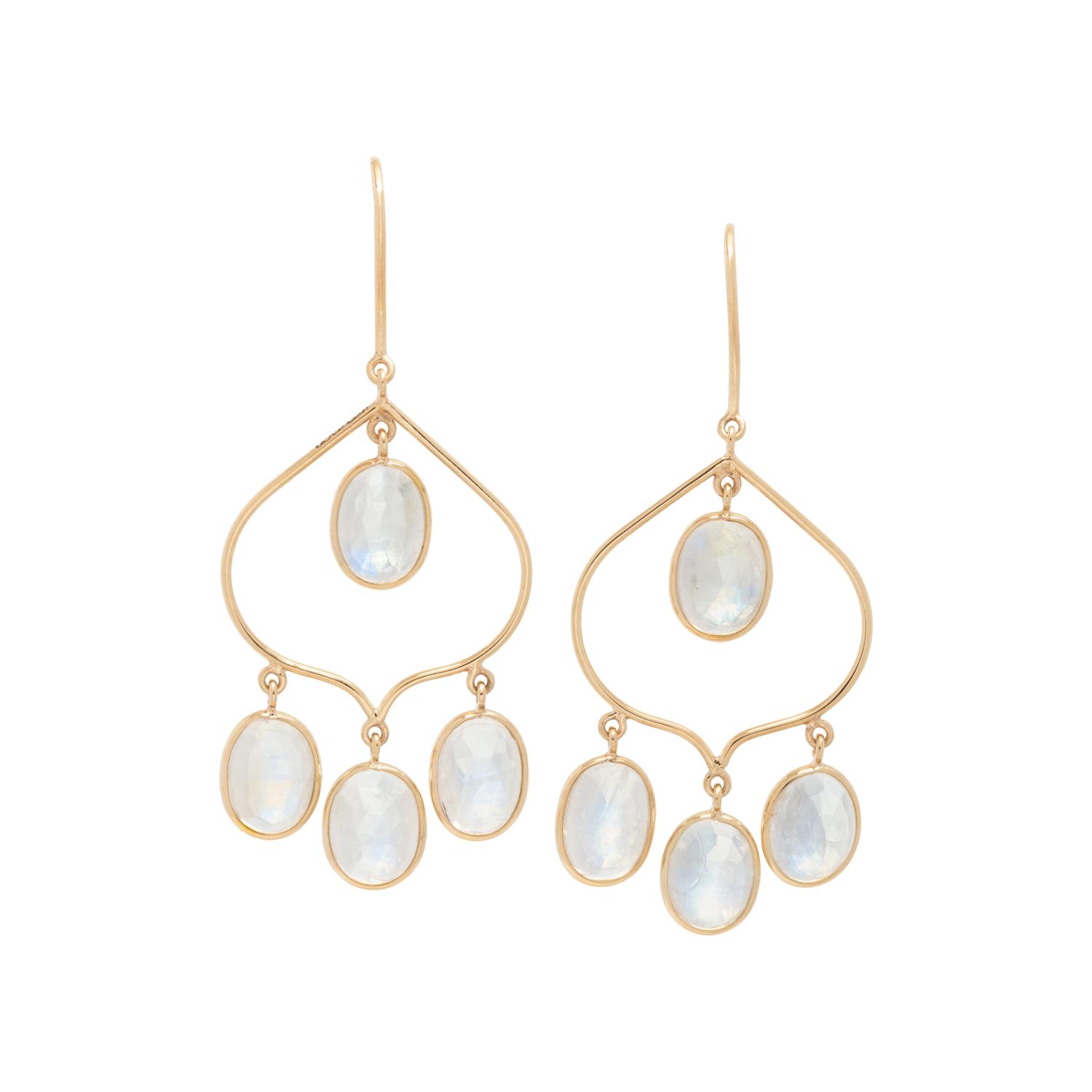 YELLOW GOLD AND MOONSTONE EARRINGS