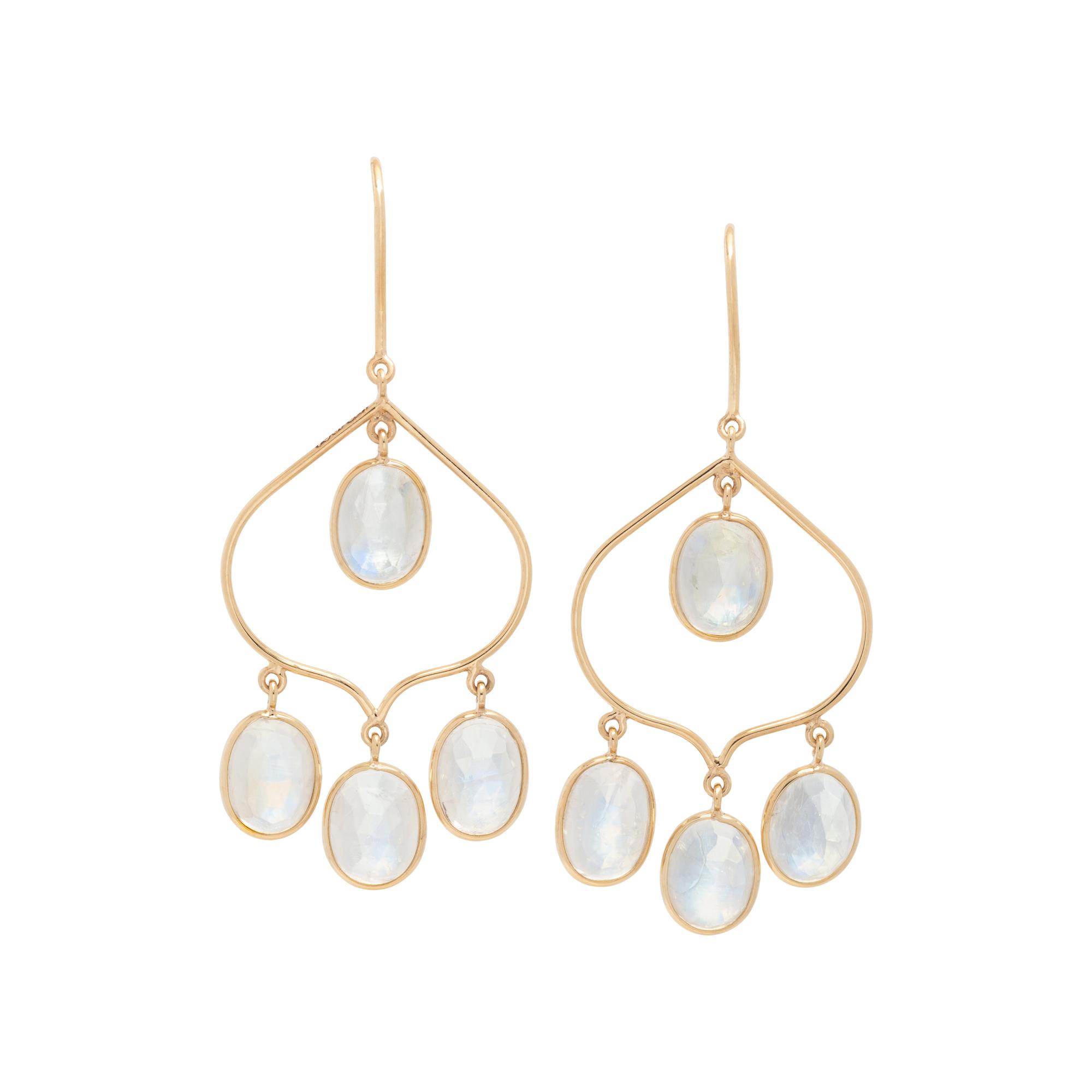 YELLOW GOLD AND MOONSTONE EARRINGS