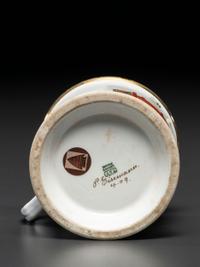 A Porcelain Occupational Shaving Mug Depicting a Lumber Wagon
