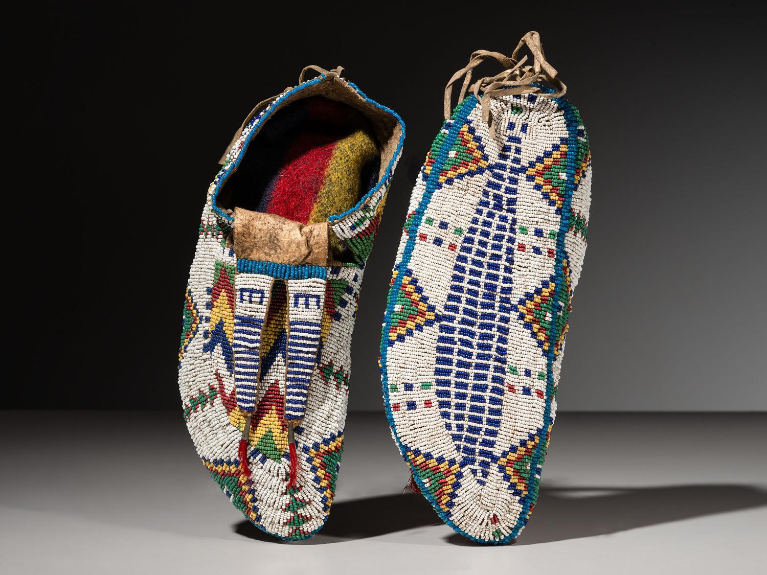 Sioux Fully Beaded Hide Moccasins
