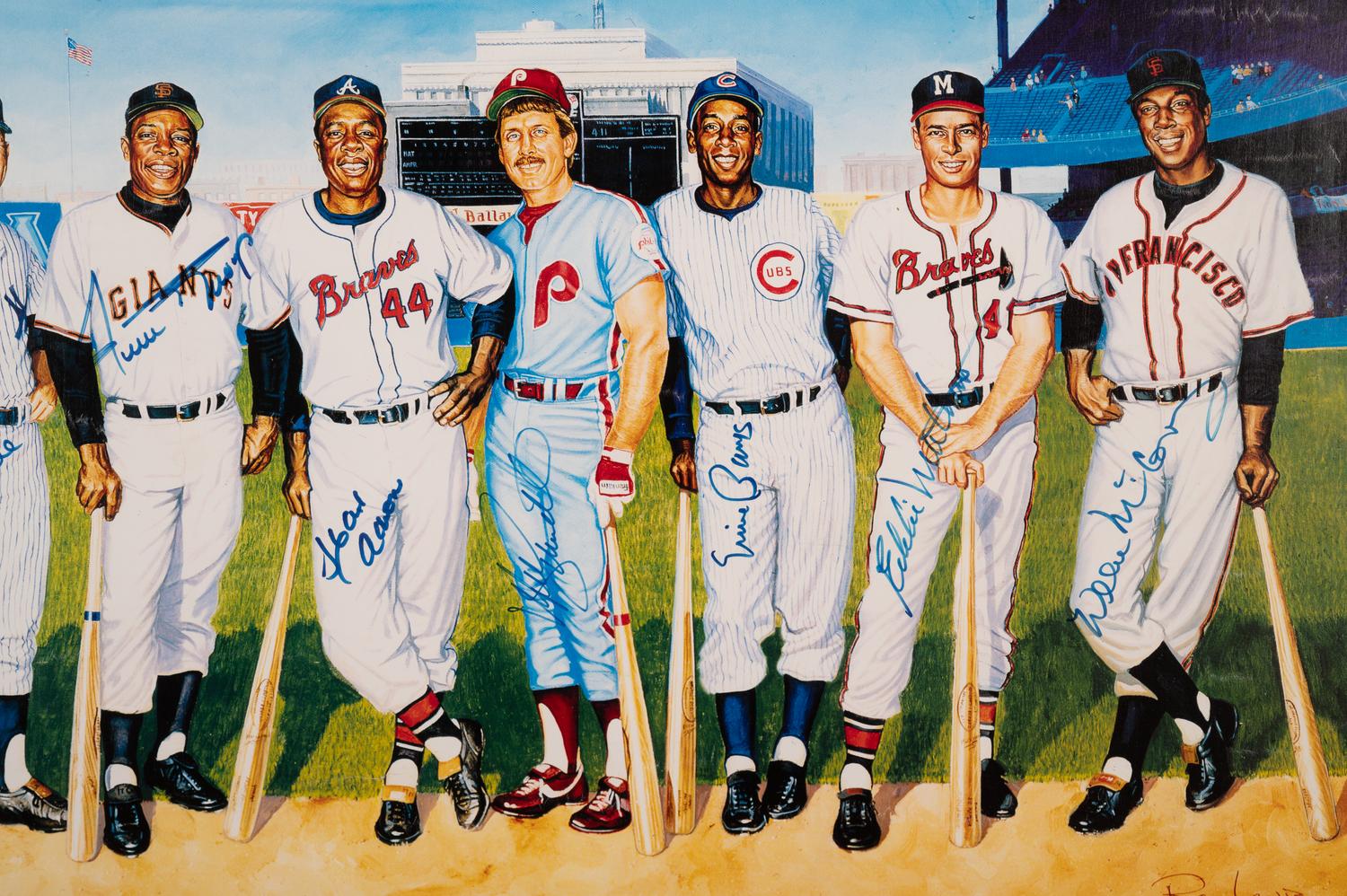 A 500 Home Run Club Signed Autograph Ron Lewis Print With Ted Williams 521 Inscription (Beckett Authentication Services Letter BAS Certified)