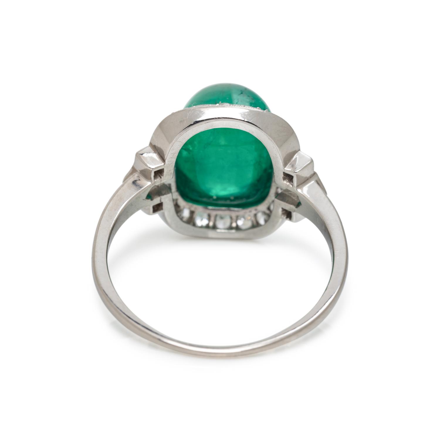 ART DECO, EMERALD AND DIAMOND RING