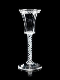 A Group of Five English Opaque Twist Wine Glasses
