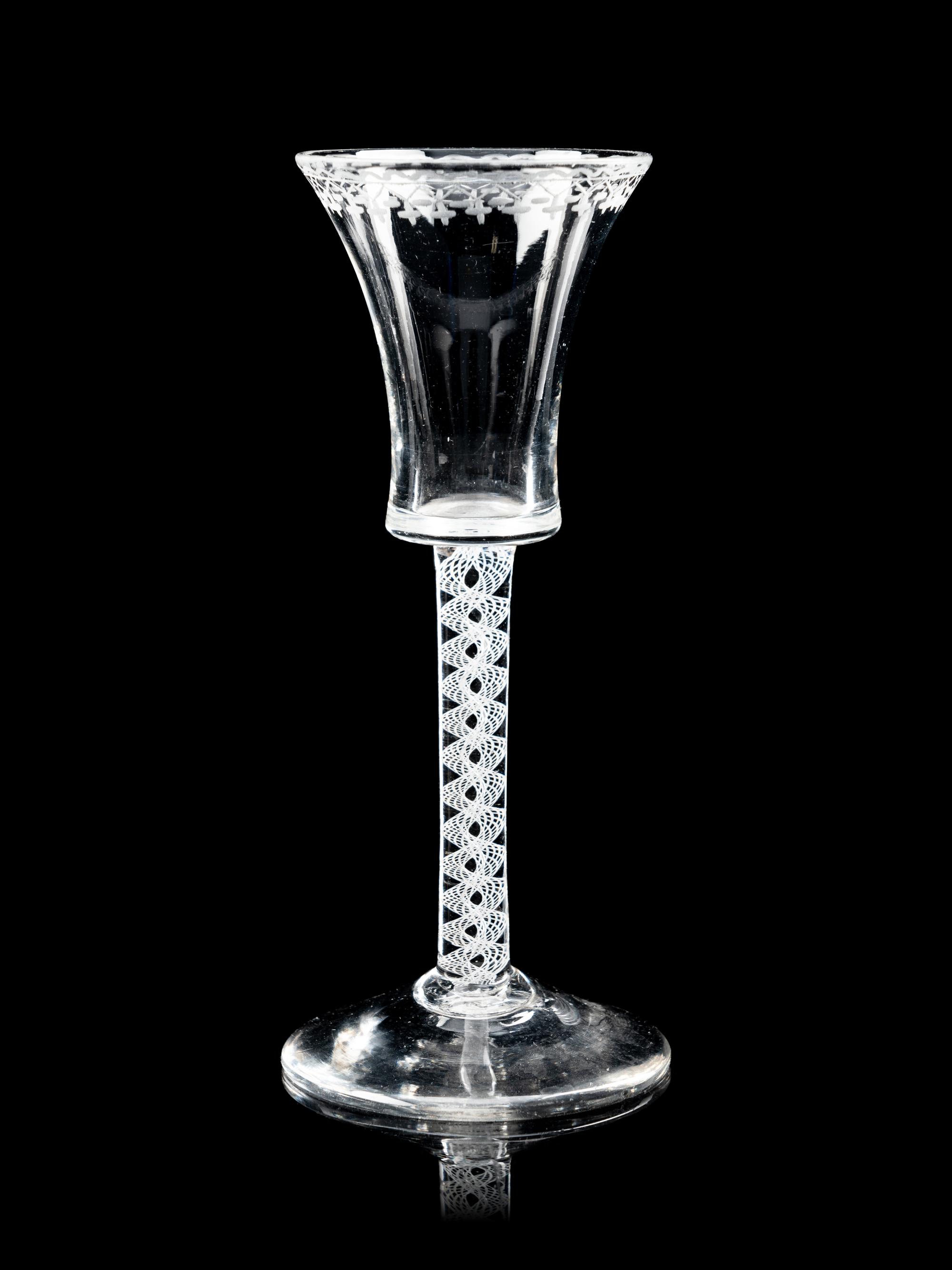 A Group of Five English Opaque Twist Wine Glasses