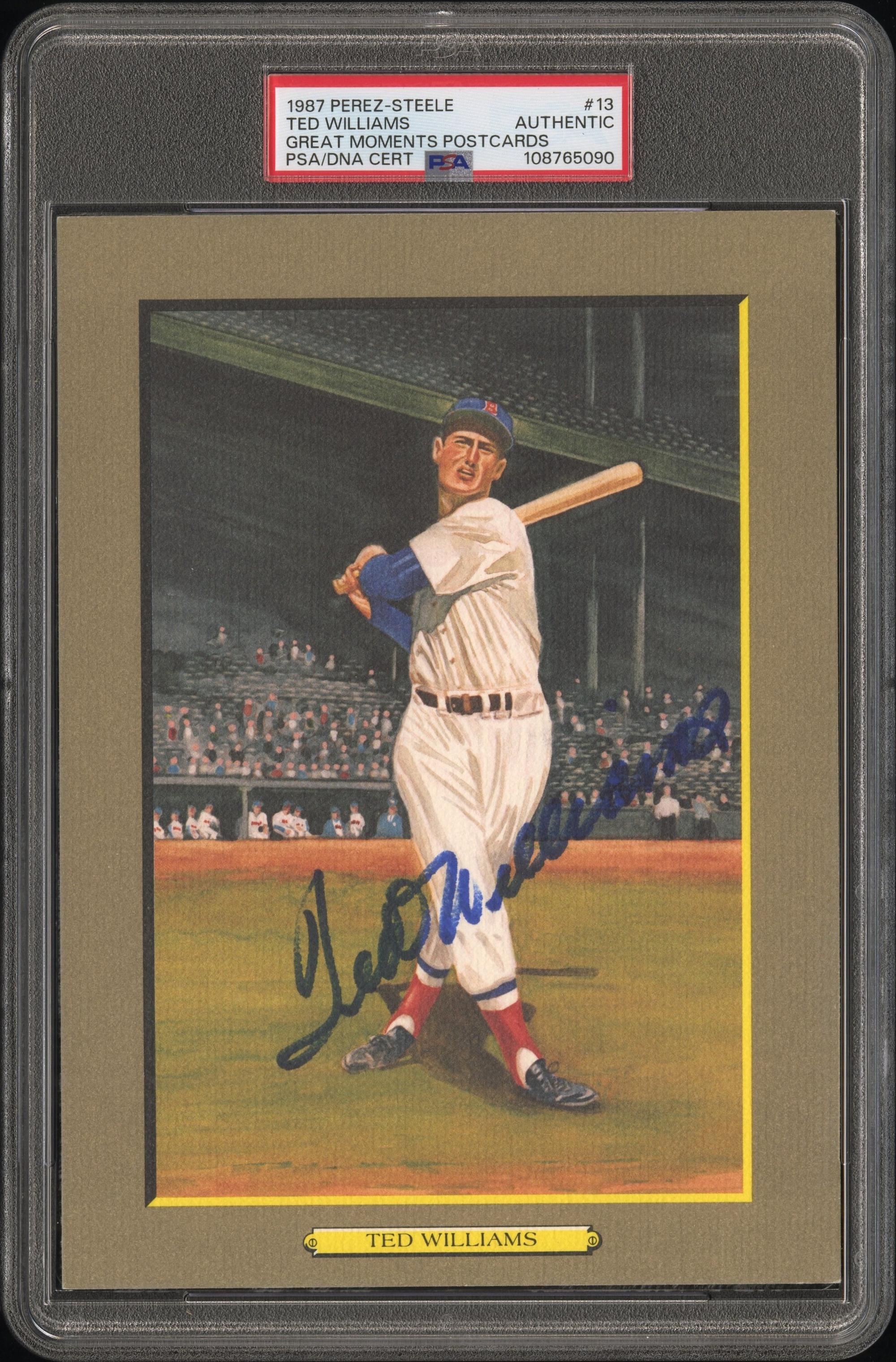 A Ted Williams Signed Autograph Perez Steele Great Moments Postcard (PSA)