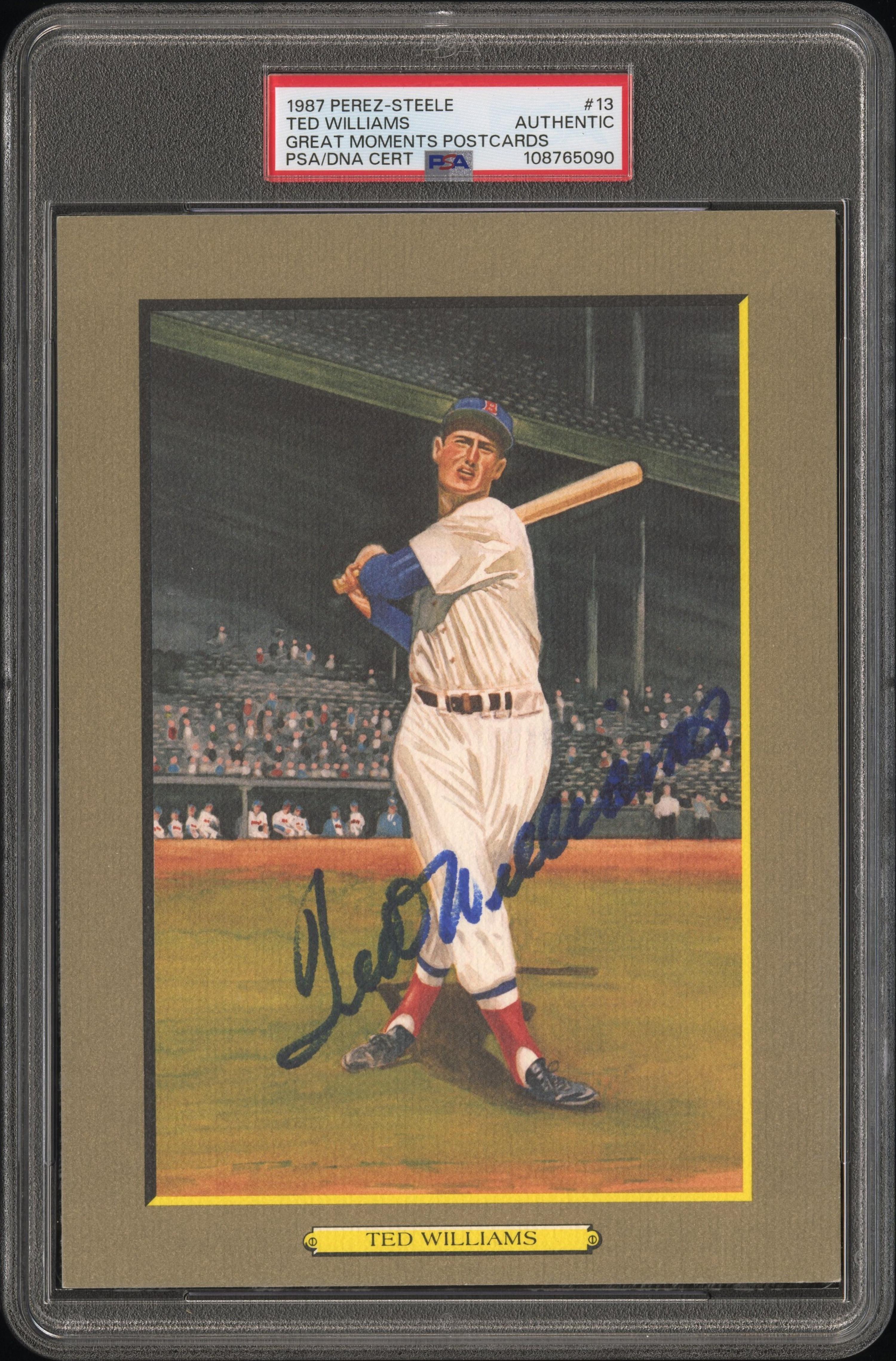 A Ted Williams Signed Autograph Perez Steele Great Moments Postcard (PSA)