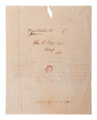 [AFRICAN AMERICANA]. Letter about the hire of enslaved person. Forestville, [NC], 31 December 1846.