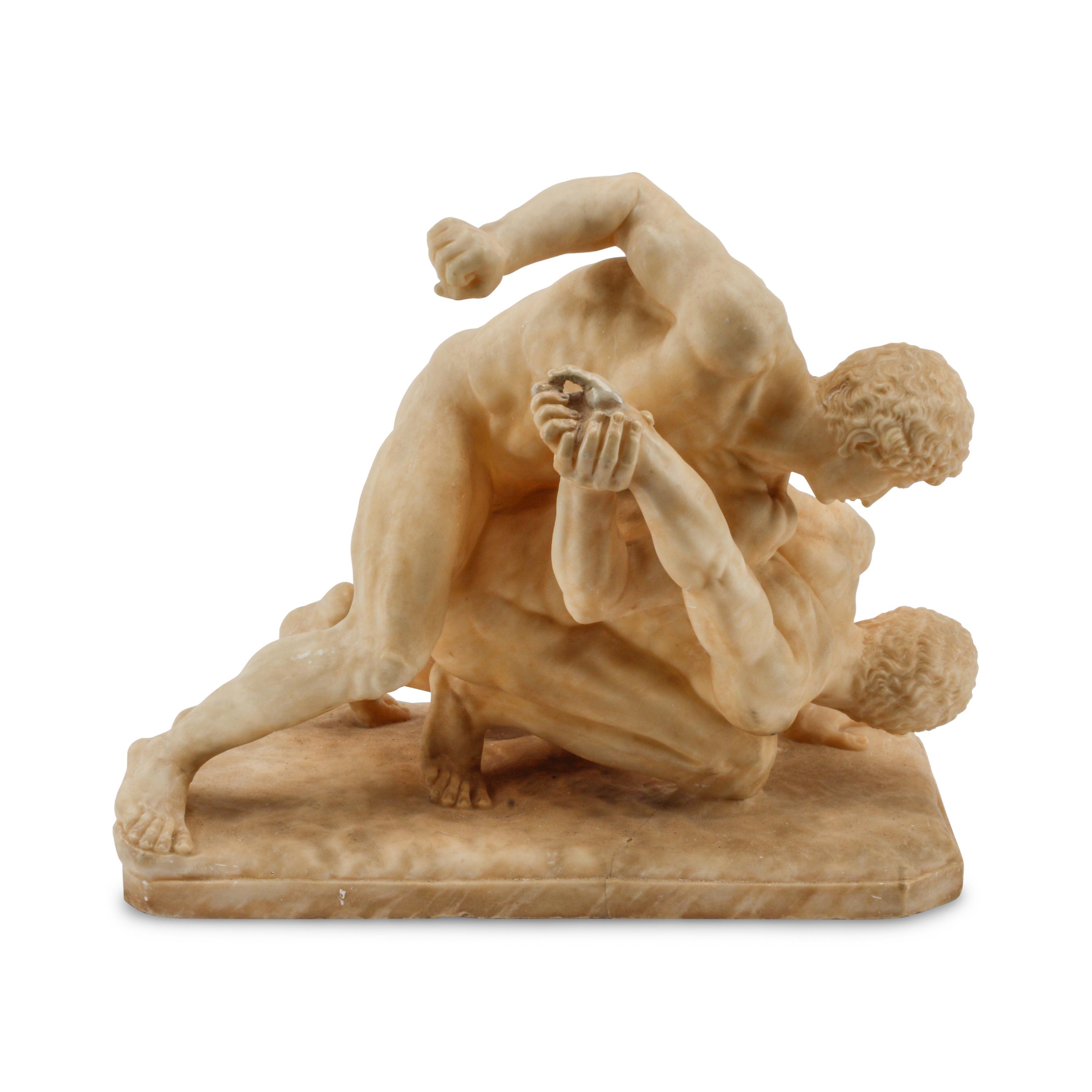 A Continental Alabaster Figural Group of The Wrestlers