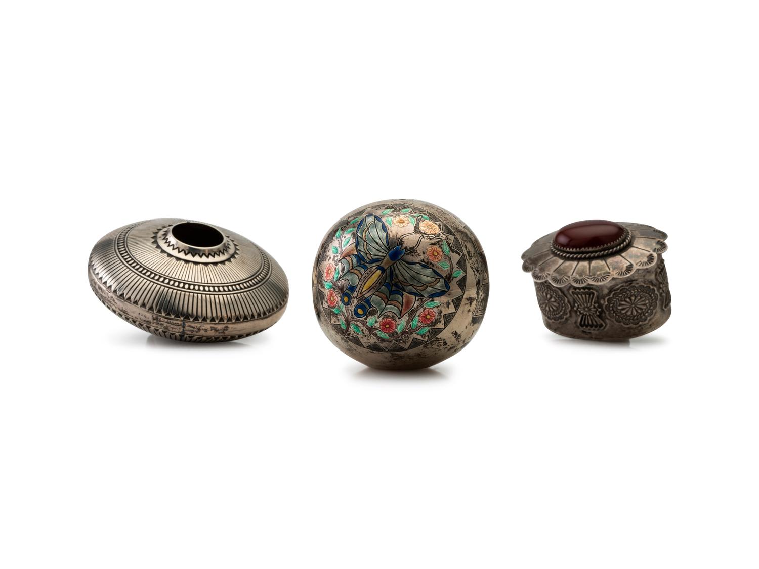 Navajo and Southwestern-style Silver Seed Jars and Boxes