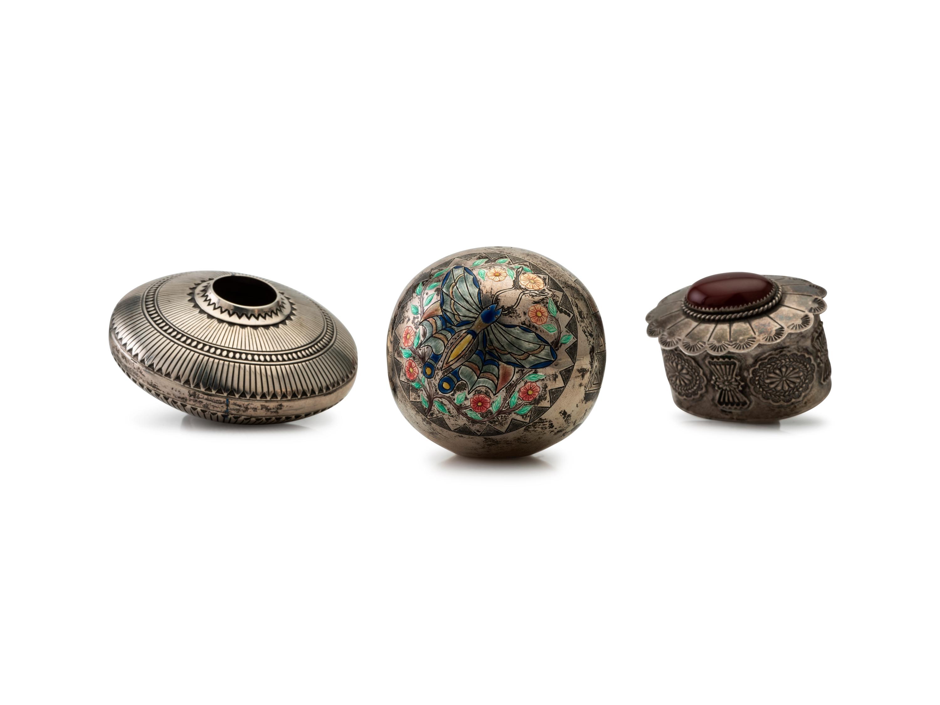 Navajo and Southwestern-style Silver Seed Jars and Boxes