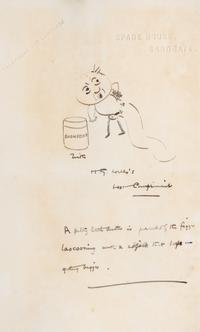 WELLS, H. G. The food of the gods and how it came to earth. London, 1904. Presentation copy with hand-drawn cartoon pasted to f.f.e.p.
