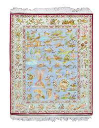 A Persian Silk Pictorial Rug