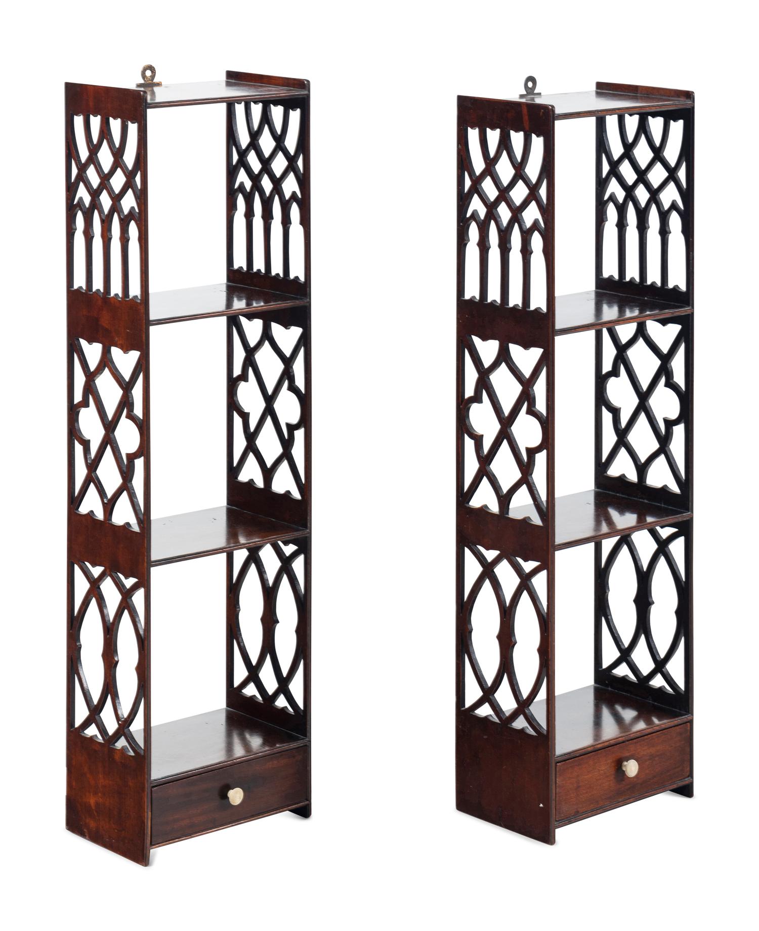 A Pair of English Mahogany Hanging Shelves