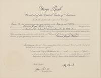 [POLITICS]. [PERKINS, Edward Joseph (1928-2020)]. A group of 9 appointments by Presidents Reagan, Bush, Clinton, and Bush to Perkins, presumably with secretarial or facsimile signatures, including: