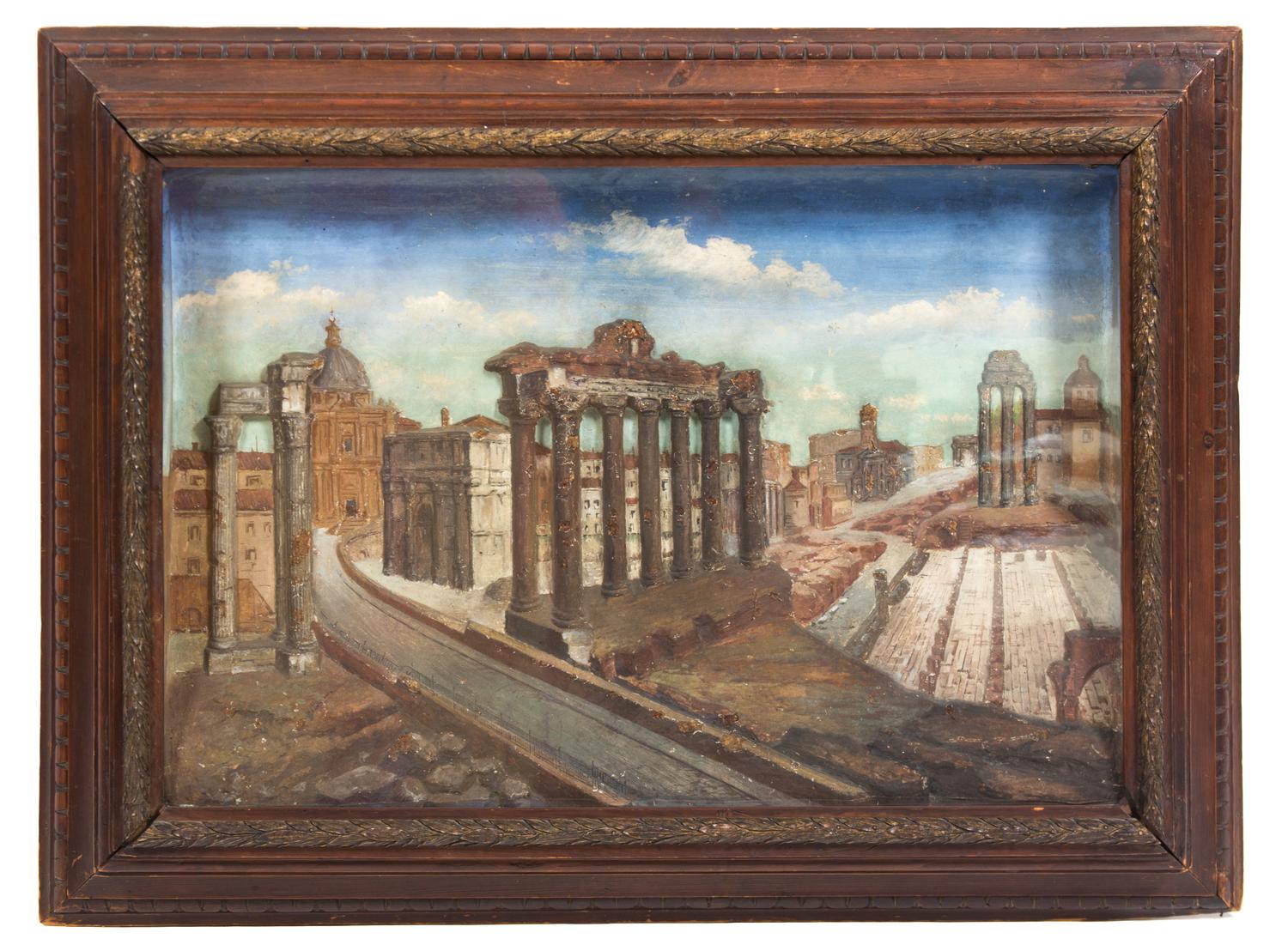 A Grand Tour Diorama Depicting the Roman Forum Height 15 1/2 x width 23 inches. — 19TH CENTURY