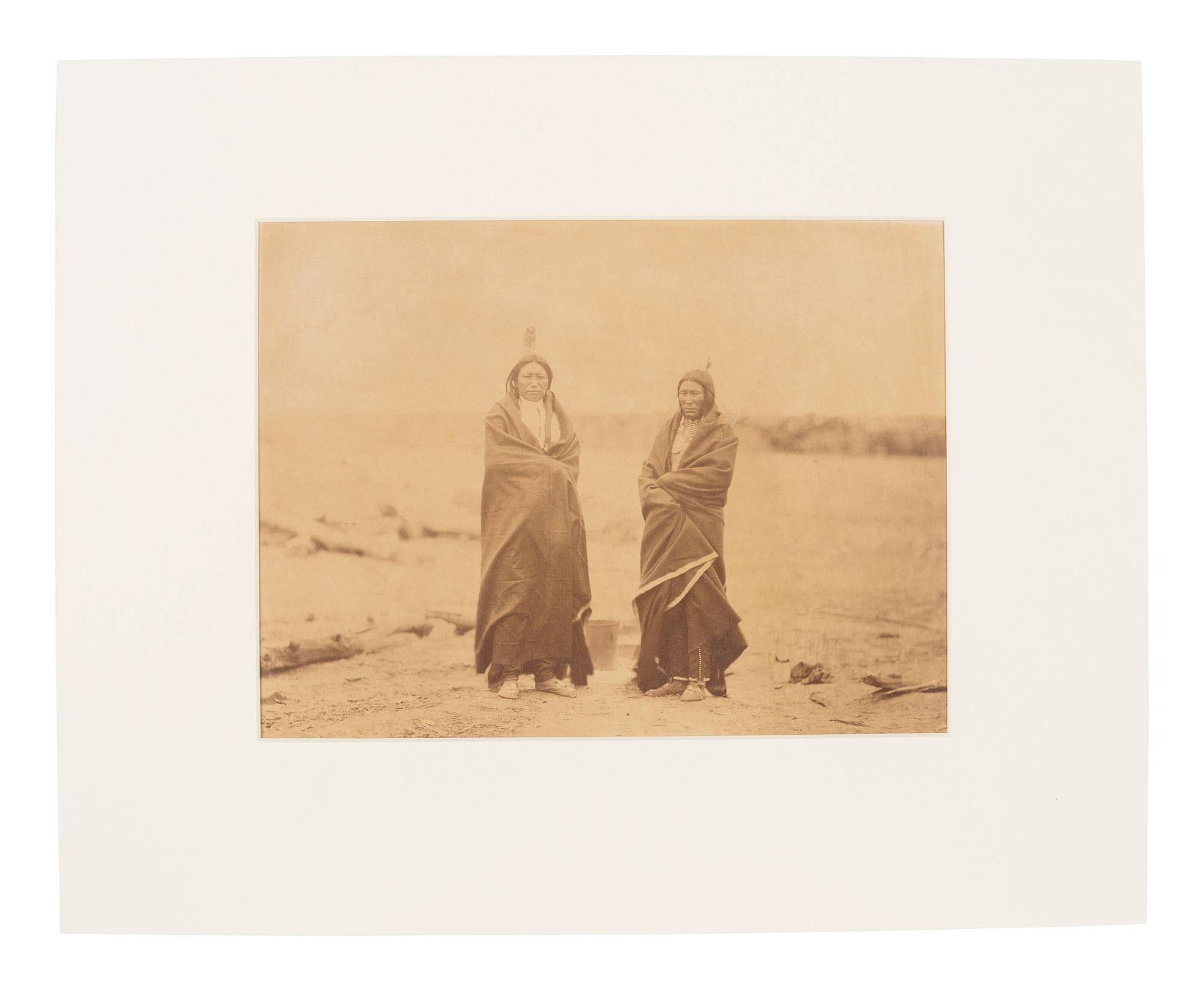 GARDNER, Alexander (1821-1882), photographer. Two albumen photographs of Sioux leaders at Fort Laramie, incl. Old Man Afraid of His Horses, Spotted Tail, and Fast Bear. 1868.