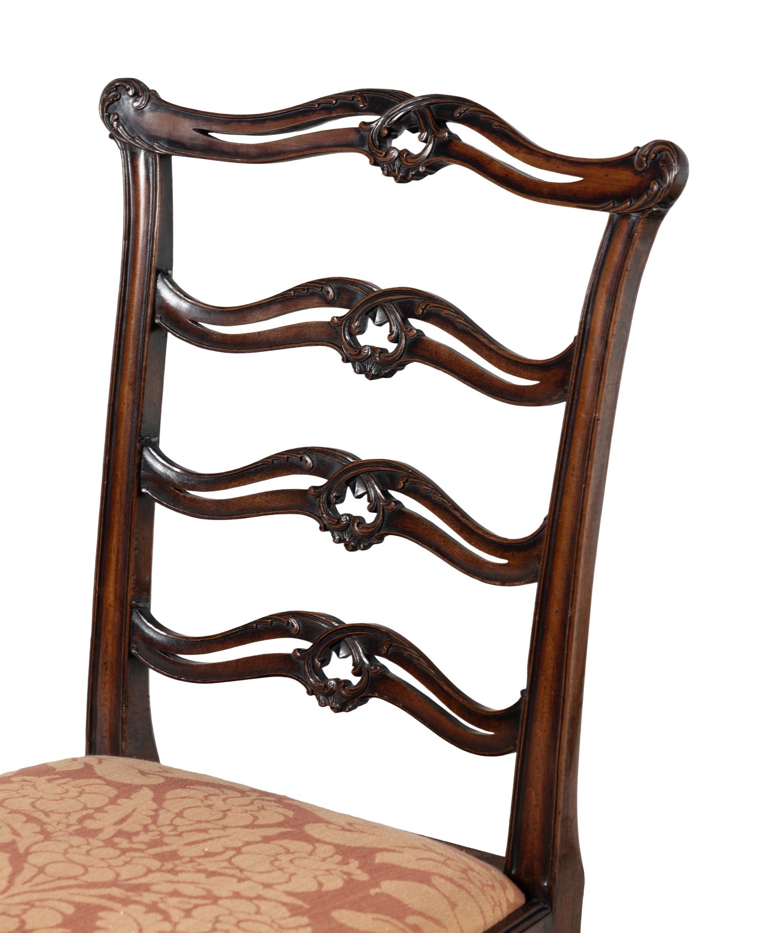 A Pair of George III Mahogany Ladderback Side Chairs